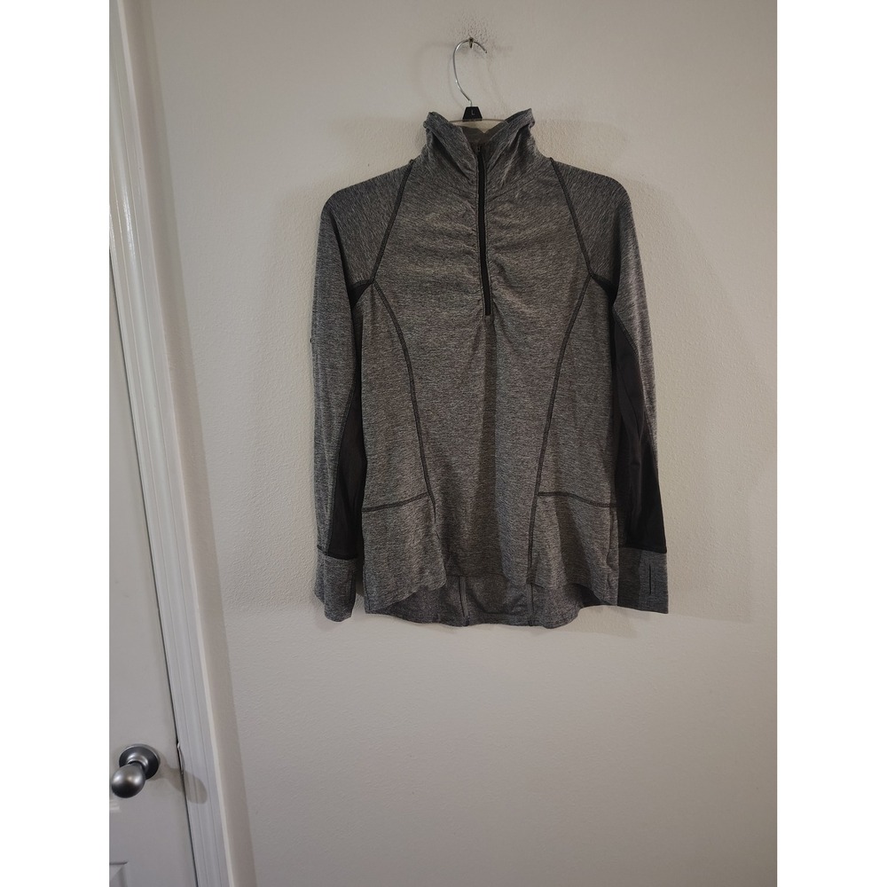 C9 Champion Womens Gray Quarter Zip Long Sleeve Running Shirt Mesh Back Size M